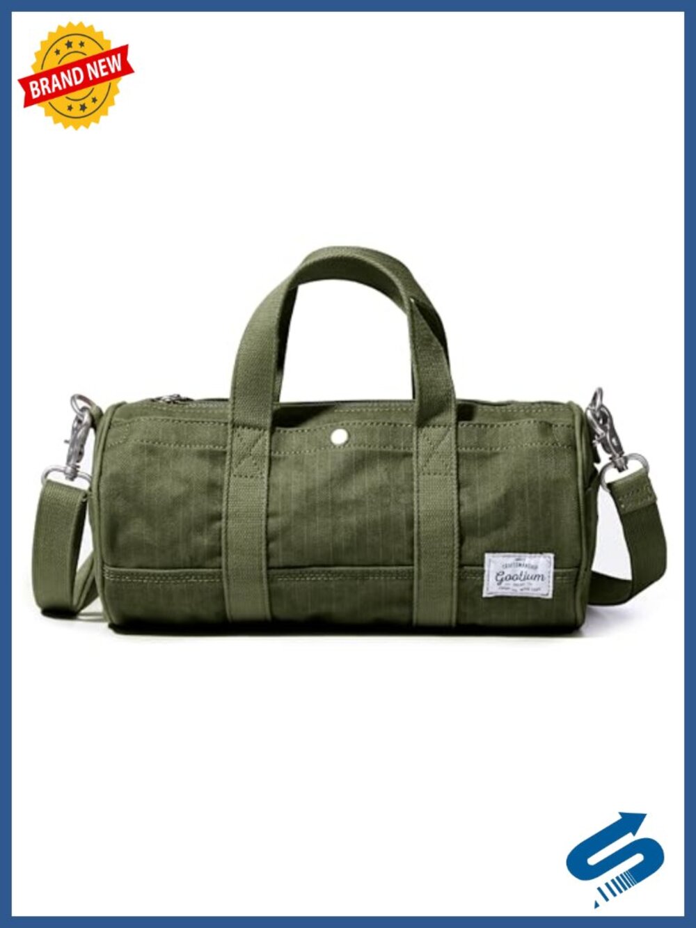 Compact Canvas Crossbody Bag – Vintage Cylinder Mini Tote, Adjustable Strap